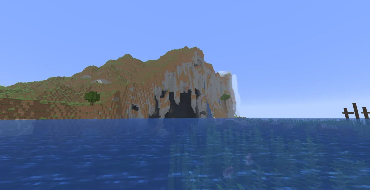 Sea cliff with cave over the ocean