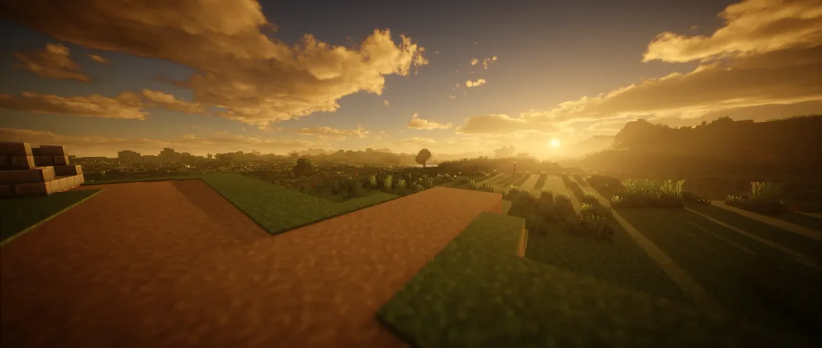 Golden sunset over fields